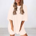 thumbnail image 4 of Jalioing Women's Shorts Set Half Sleeve Tops Shorts Summer Lounge Set 2 Piece Outfits, 4 of 9