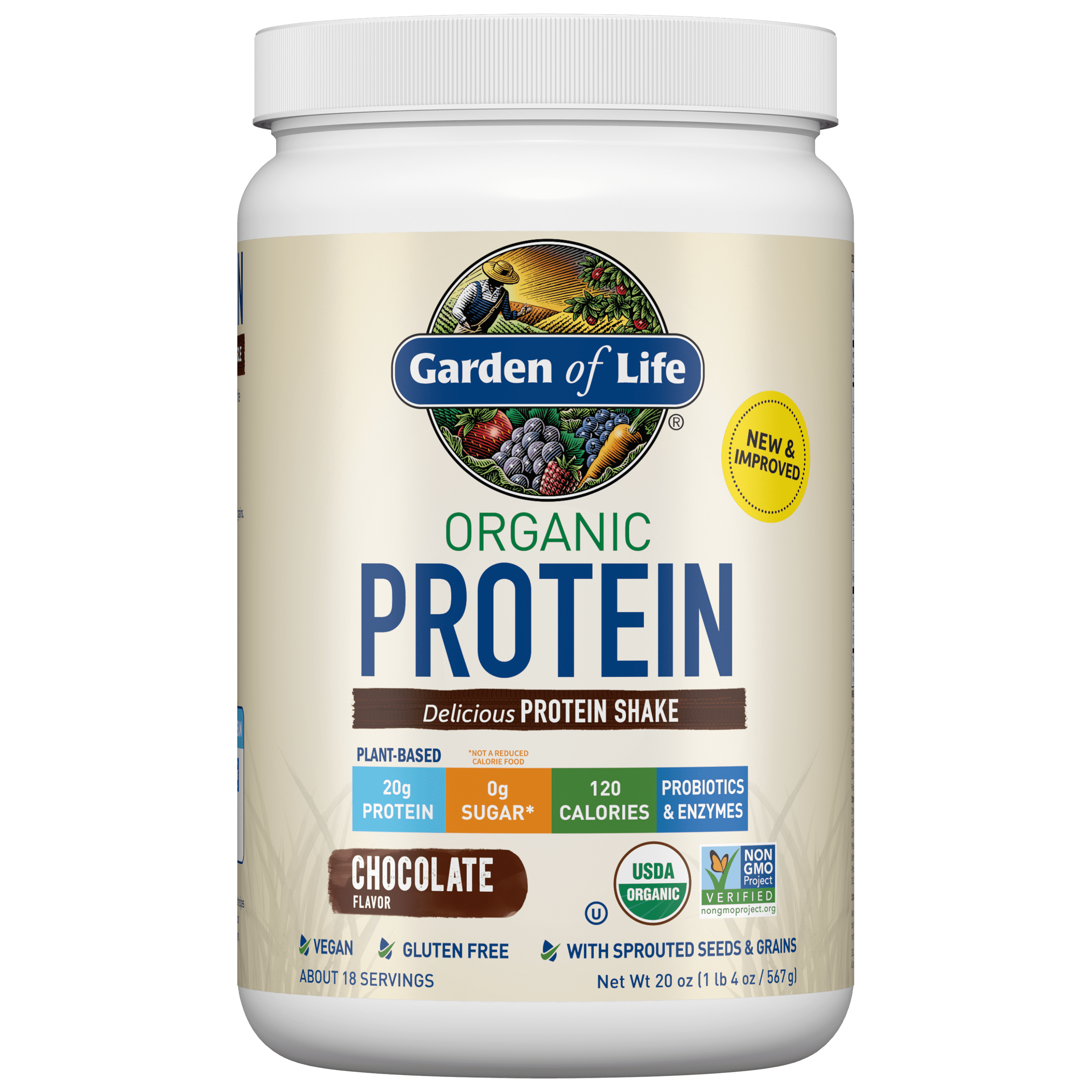 Garden of Life Organic Protein Powder, Chocolate, 20g, 19.02oz