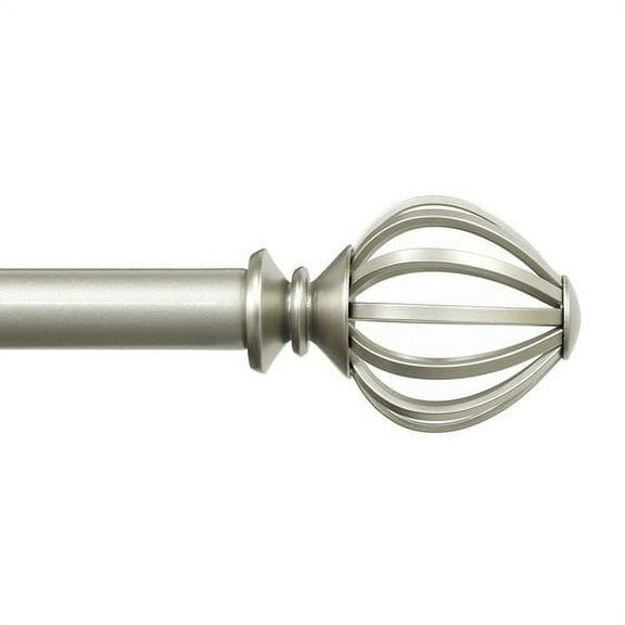 Lumino 1" Nickel Regis Cage Adjustable Single Curtain Rod Set, 42"-120"