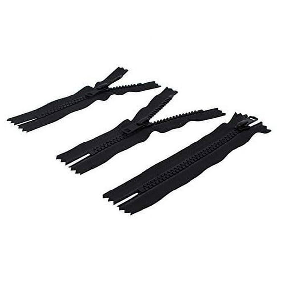 YKK #5 Molded Plastic Closed Bottom Zippers (3 Zippers per Pack) Color Black - Choose Length (6 Inches)