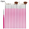 thumbnail image 4 of Soidarity 15 unids/set de pinceles para uñas, mango de plástico, esmalte de Gel, pintura, dibujo, pinceles de uñas de para arte de uñas, Juegos de manicura Rosa roja 15 piezas Soidarity CE1769-04, 4 of 6