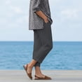 thumbnail image 5 of SwiftWear Women's Cotton Linen Straight Leg Pants Elastic Waist Casual Ankle Cropped Trousers with Pockets Stretch Pull On Comfy Pants, 5 of 9