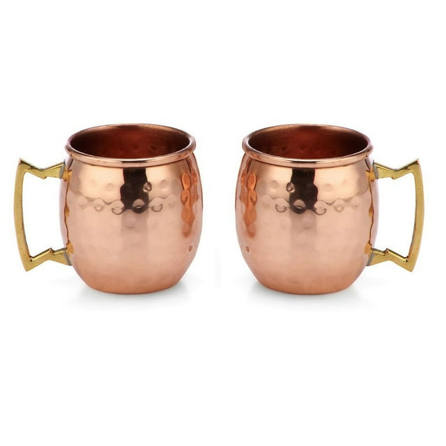 Modern Home Authentique Tasse Mule en Cuivre Massif Martelé Moscow 2-Oz Verre à Shot - Ensemble de 2