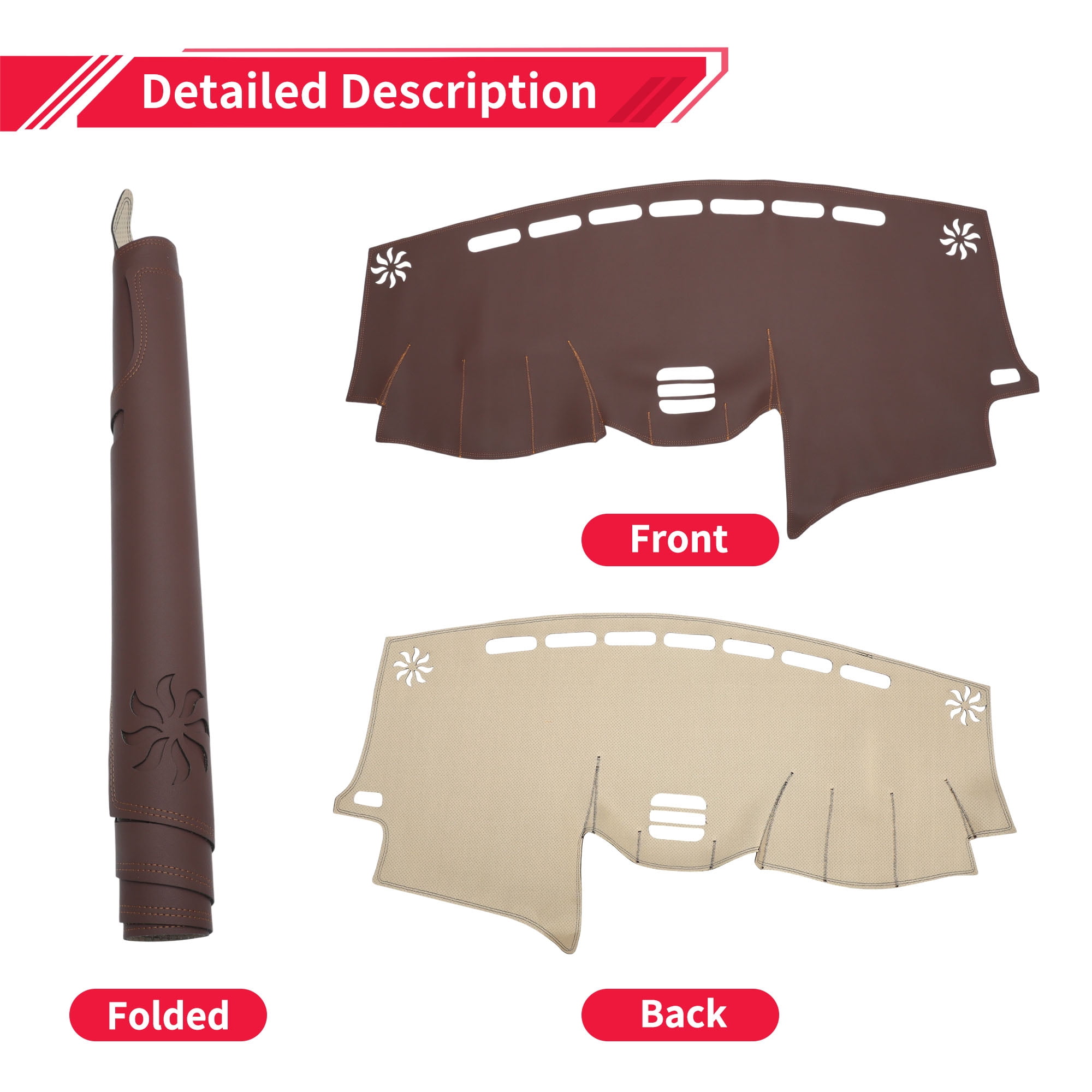 Dashboard Cover Dash Cover Mat Carpet for Lexus RX330 2004-2006 Brown Faux Leather 1 Pc Anti-Slip Car Interior