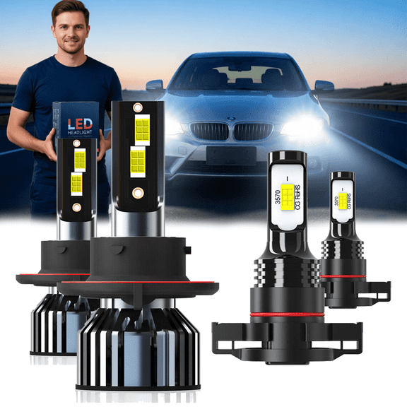 LED Headlight Bulbs Kit For 2005-2022 Ford F-250 Super Duty,9008 High Low Beam,5202/H16 Fog Light,Replacement OEM