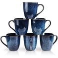 thumbnail image 1 of Juego de tazas de café, juego de 6, taza de cerámica, tazas únicas esmaltadas con asa para café, té, leche, cacao, cereal (azul), 1 of 4