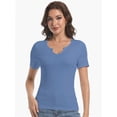 thumbnail image 6 of Long Sleeve Shirts for Women Basic Casual V Neck Tops Ribbed Slim Fitted Blouse, 6 of 6