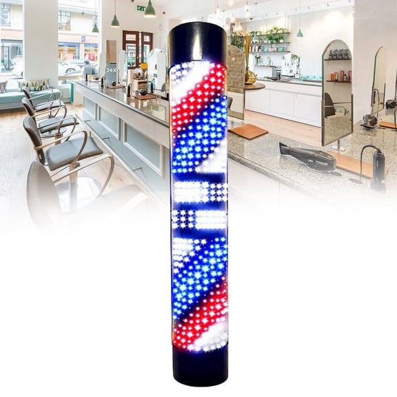 Modern Wall-mounted Barber Shop LED Red White Blue Stripes Pole Rotating Wall Light Hair Salon Sign