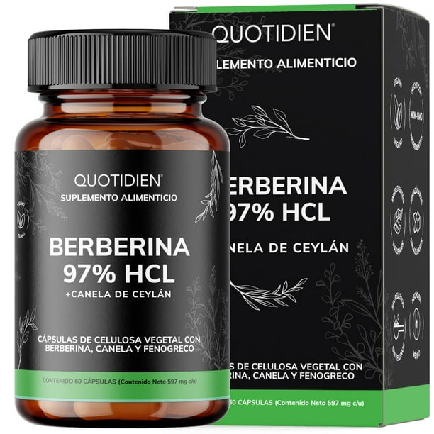 Quotidien | 500mg De Berberina Clorhidrato Con Canela De Ceylán, Fenogreco, Polinicotinato De Cromo, Calcio Y Cúrcuma Estandarizada (curcumina, Curcuminoides)berberine (berberis Aristata) 60 Cápsulas