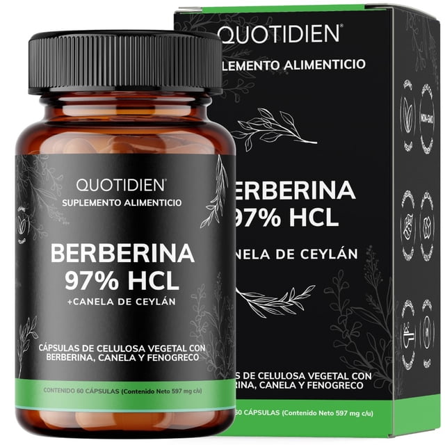 Quotidien | 500mg De Berberina Clorhidrato Con Canela De Ceylán, Fenogreco, Polinicotinato De Cromo, Calcio Y Cúrcuma Estandarizada (curcumina, Curcuminoides)berberine (berberis Aristata) 60 Cápsulas