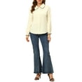 thumbnail image 3 of Allegra K Women's Sweet Ruffle Peter Pan Collar Button up Work Shirts, 3 of 7