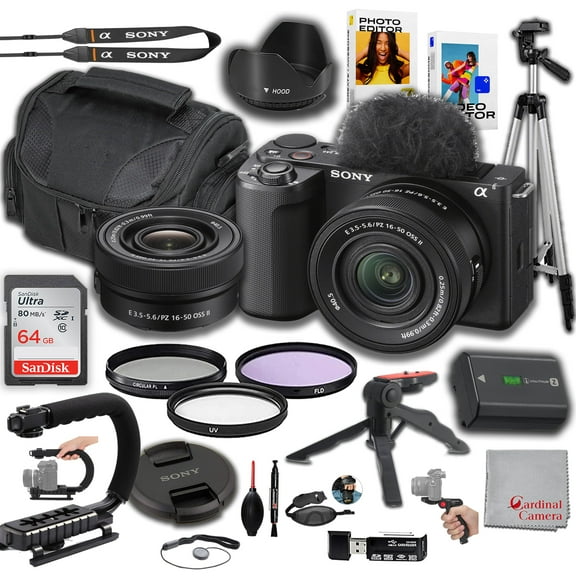 Sony ZV-E10 II   16-50mm Lens, 64GB Memory, U-Grip, Filters, Tripod, Case, Software & More ? Pro Video Bundle (19pc)