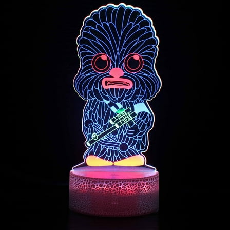 3D Illusion Chewbacca Night Light - 16 LED Color Changing Cute Cartoon Chewbacca Desk Lamp for Kids Fans Birthday Christmas Gifts