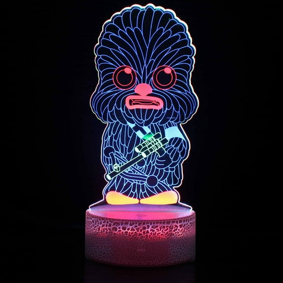3D Illusion Chewbacca Night Light - 16 LED Color Changing Cute Cartoon Chewbacca Desk Lamp for Kids Fans Birthday Christmas Gifts