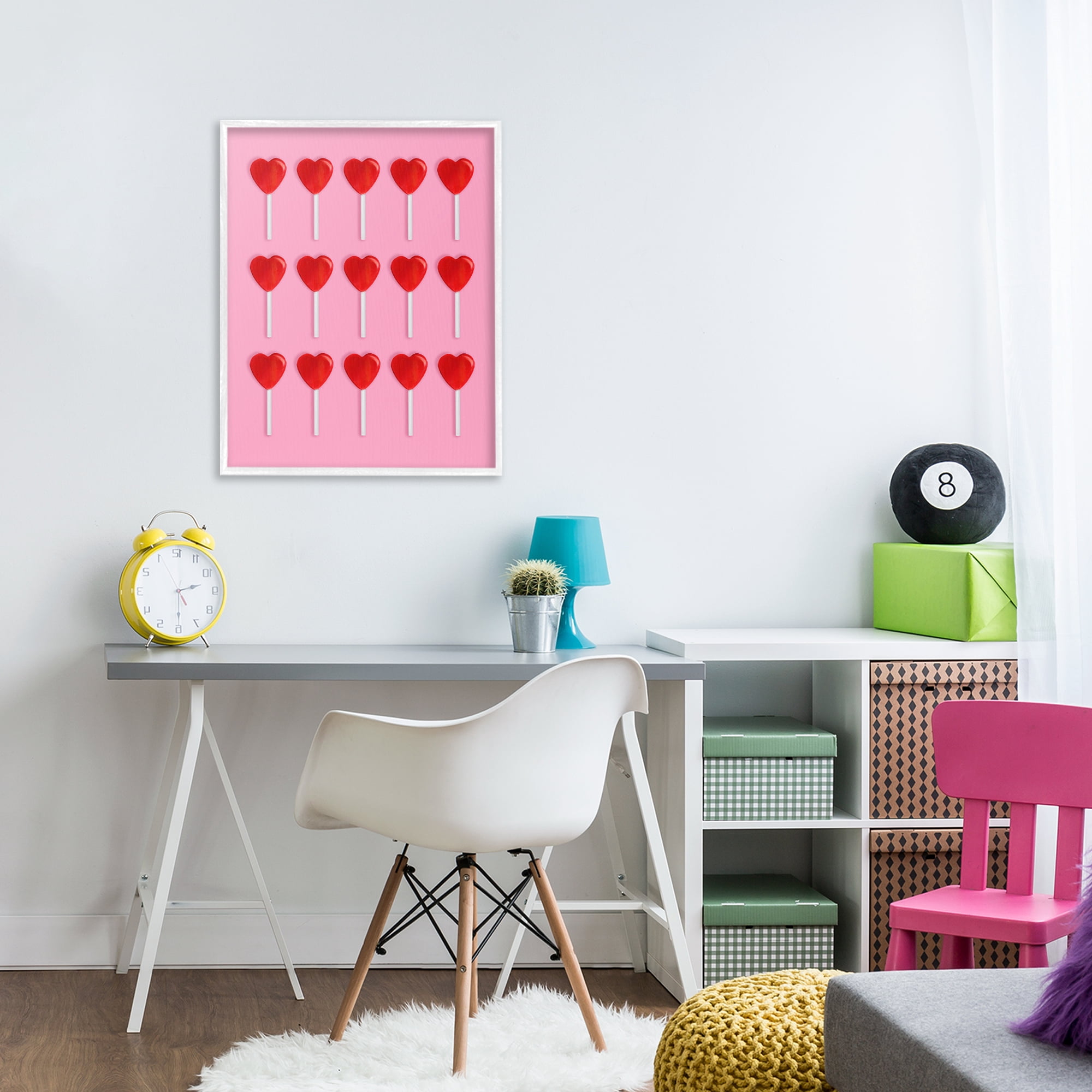 Stupell Industries Heart Lollipops Collection White Framed Giclee Art, design by LISH Creative