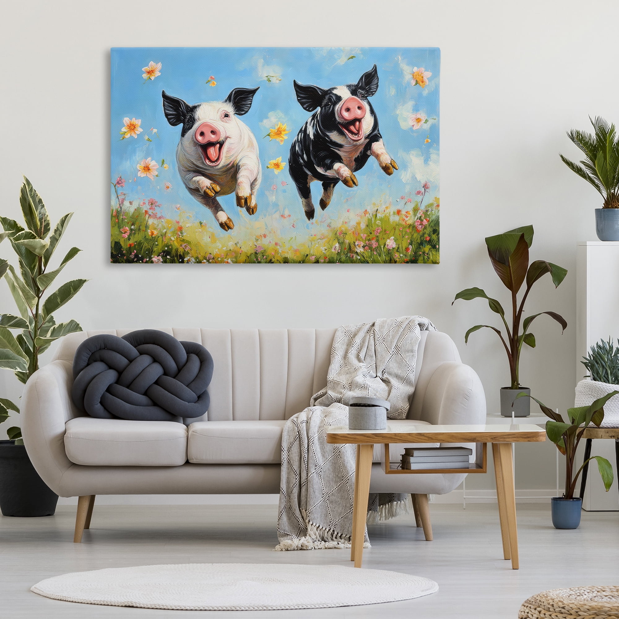 Stupell Industries Flying Pigs & Flowers Canvas Wall Art, design by The Wands Want