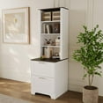 thumbnail image 3 of AKDSteel 72" Tall Wooden Bookshelf With 2 File Drawers, Farmhouse Bookcase Cabinet With Adjustable Shelves For Living Room, 3 of 8