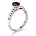 thumbnail image 3 of Gem Stone King 10K White Gold Red Rhodolite Garnet Solitaire Engagement Ring for Women (0.90 Cttw, Oval 7X5MM, Gemstone January Birthstone, Size 7), 3 of 4