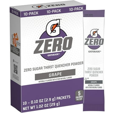 Gatorade G Zero Powder, Grape, 0.10Oz, Pack Of 10