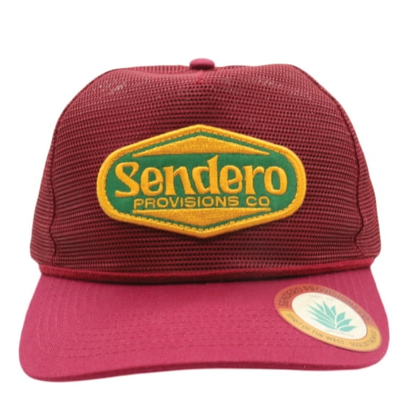 Sendero Provisions Co. Red Mesh Supply Hat, Adjustable Snapback with Detailed Embroidered Patch (Red) - One Size