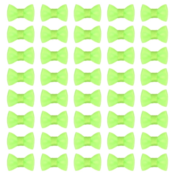 Uxcell 50 Pcs Mini Ribbon Bow 0.8" Mini Fabric Satin Ribbon Flower Bows for Craft DIY Sewing Wedding Birthday Party, Fluorescent Green