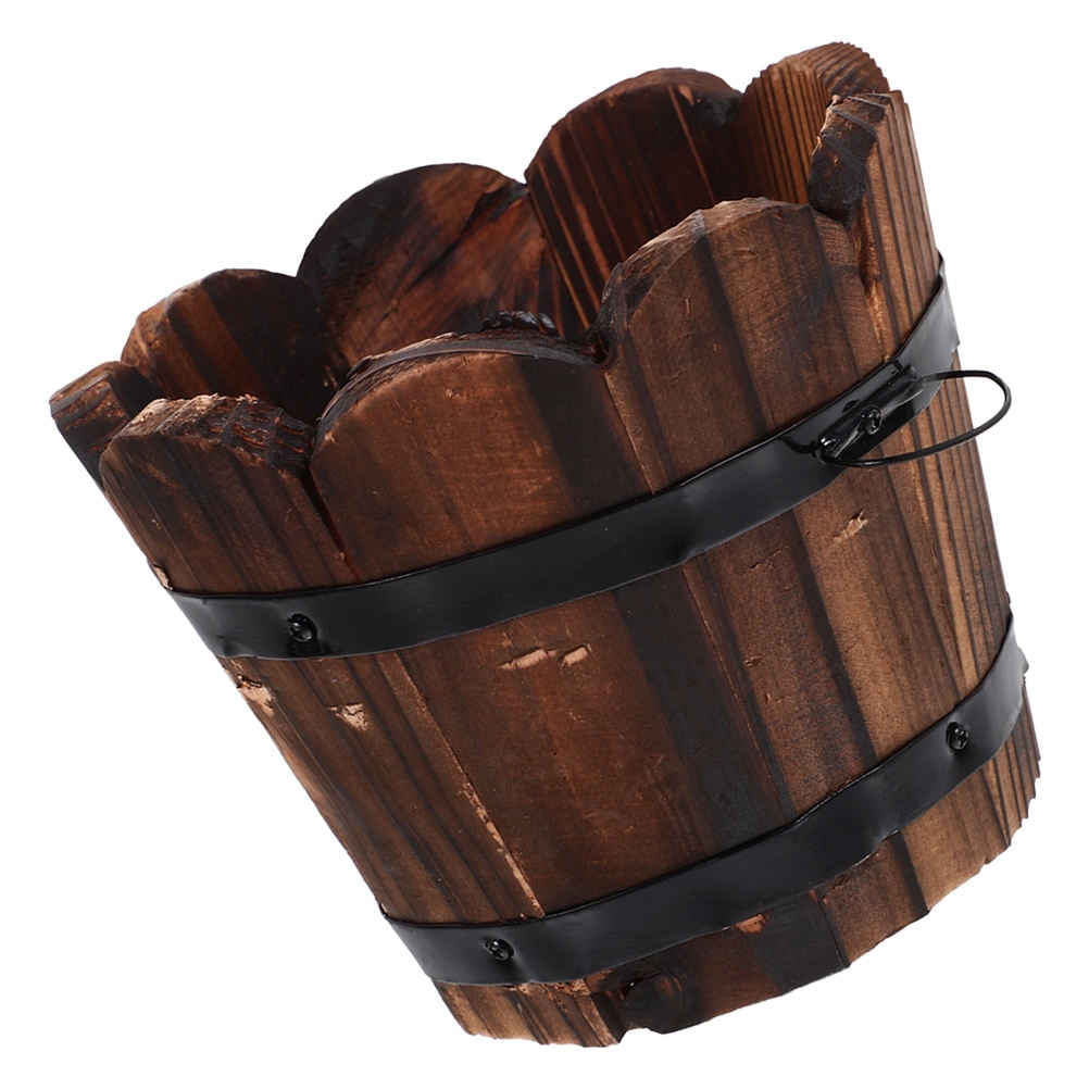 SEWCHICS Patio Garden Planter Wooden Planter Pot Coffee 1Pack