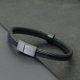 thumbnail image 3 of Pulsera de moda para hombre, brazalete negro de acero inoxidable con hebilla magnética desmontable, brazalete de cuerda bicolor bohemio, pulsera náutica 2024, 3 of 5