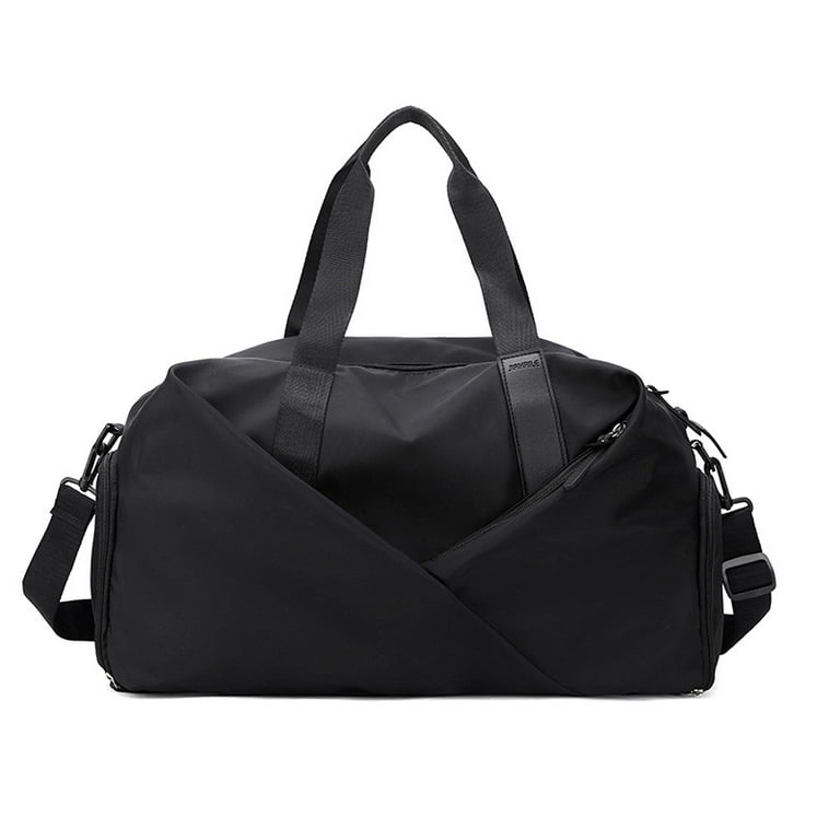 Sports Gym Bags Men Women Training Fitness Travel Handbag Yoga Mat Sport Bag  with shoes Compartment,Black 
