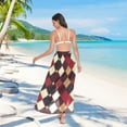 thumbnail image 7 of Women Sarong Wraps Brown Checkered Plaid Pattern Swimsuit Beach Pareo Bikini Coverups Skirt M, 7 of 7