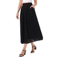 thumbnail image 4 of INSPIRE CHIC Summer Boho Skirts for Women High Waisted A Line Flowy Eyelet Midi Skirts XS Black, 4 of 6