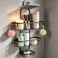 thumbnail image 3 of Shower Caddy Hanging Over Shower Head, Height Adjustable No-Drilling Bathroom Hanging Shelf Organizer, Rustproof Shower Caddy with Hooks, Shampoo Soap Holder for Inside Shower, 3 of 8