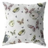 Butterflies and Bowls Double Sided Suede Pillow, Zippered, White