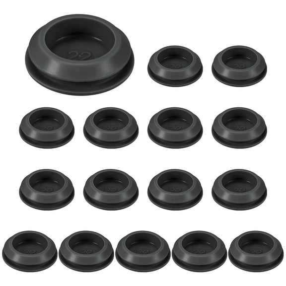 Uxcell 16-Packs Silicone Plugs, Snap in Locking Hole Plugs for 22-24mm Hole, Round Hole Rubber Plug Waterproof Sealing Plugs [Black]