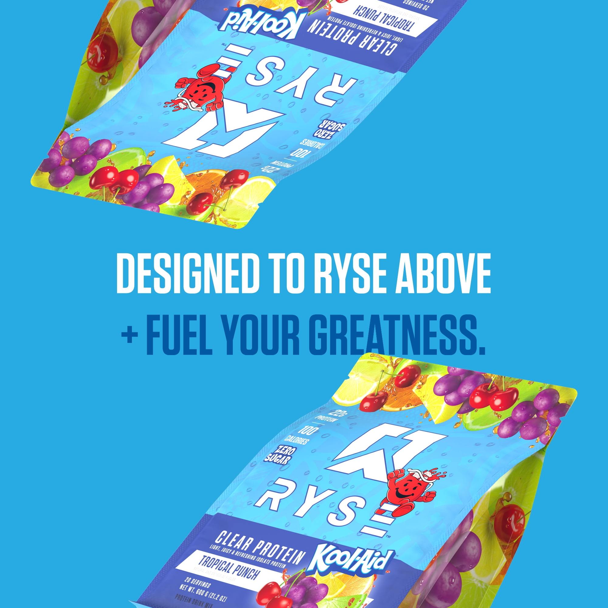 RYSE Clear Whey Isolate Protein Powder - Kool-Aid Tropical Punch - 20 Servings Bag