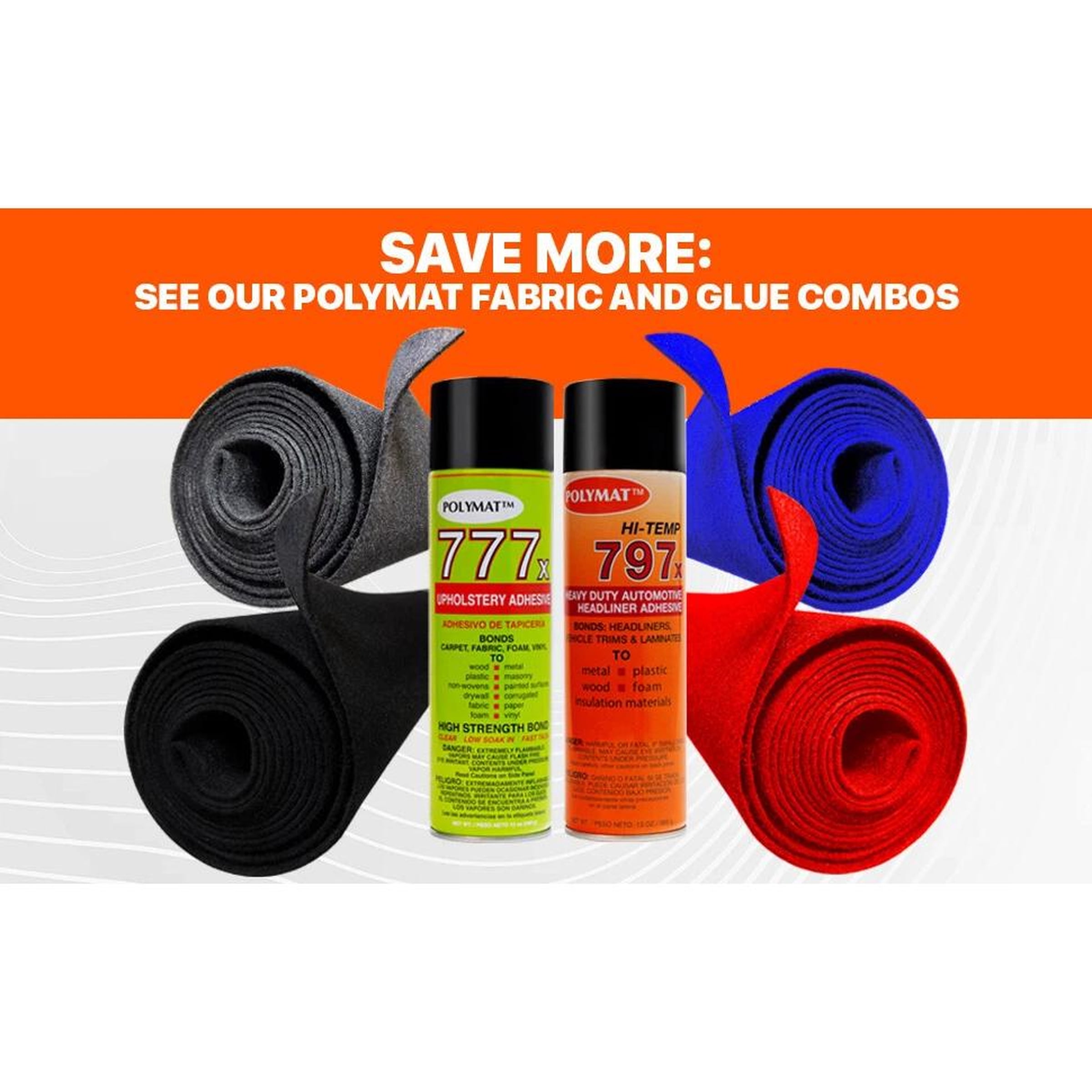 12 12oz Cans OF Glue Polymat 777 Industrial Spray Adhesive for MARINE UPHOLSTERY