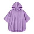 thumbnail image 5 of HongQid Womens Hoodie Drawstring Hood Short Batwing Sleeve Cropped Oversized Spring Fall Long Sleeve Ladies Trendy Casual Outfit Clothing Pullover Sweatshirt, 5 of 10