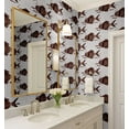 thumbnail image 3 of S4Sassy Self-Stick Decorative Boho Wallpaper, Fish Motif Wall Paper, Plain Vinyl Waterproof Contact Paper, Brown, 25"X60" Removable Renter Friendly Wall Covering For Bedroom, Dining Room, 3 of 9