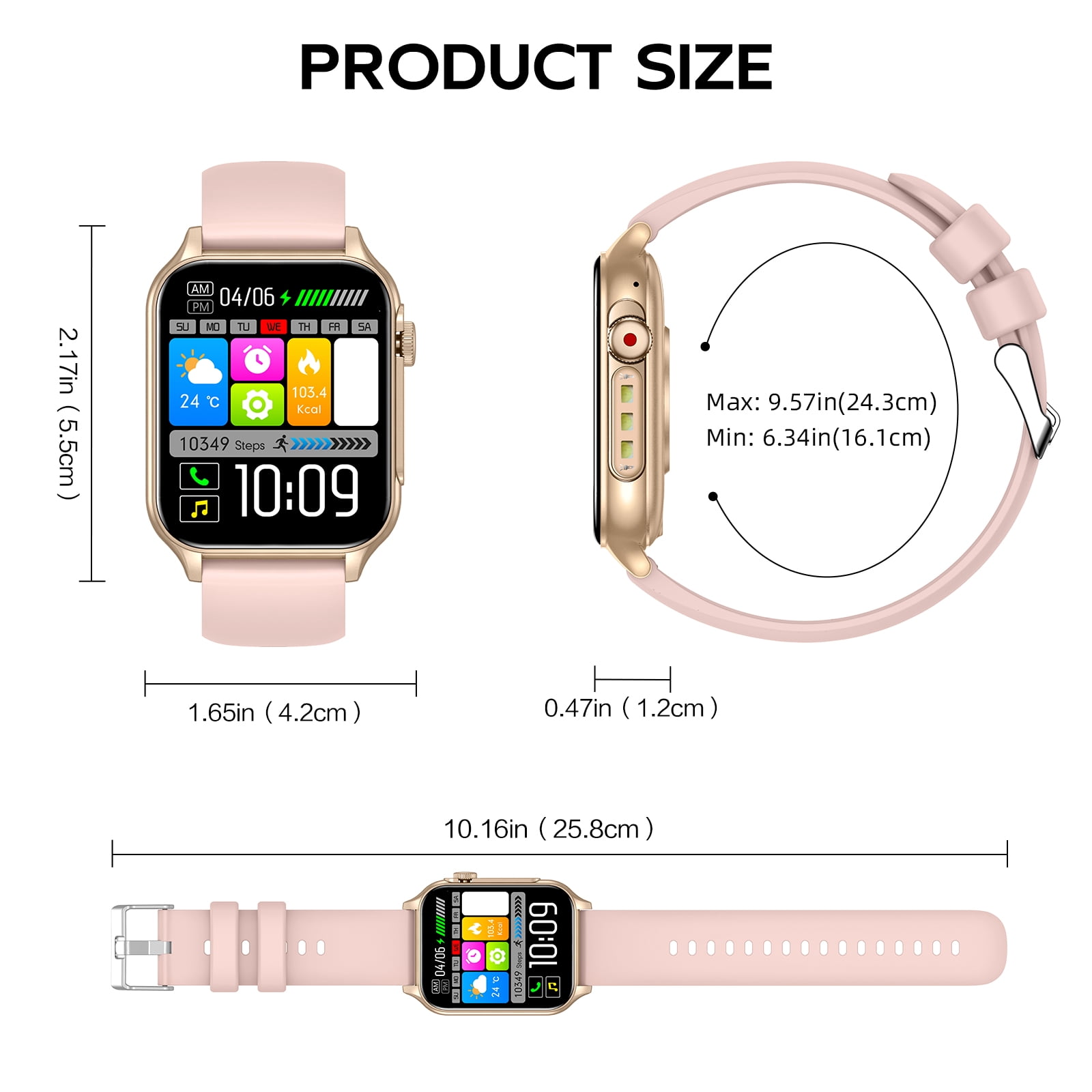 XAXRE P6P 1.96" HD Touch Screen Waterproof Smart Watches for Men Women (Answer/Make Call) with LED Flashlight, Fitness Tracker Smartwatch with 100+ Sports Modes for iOS and Android, 1pc