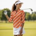 thumbnail image 3 of Garronmavis Orange Polka Dots Women's Golf Shirt and Sun Visor Hat Set Moisture Wicking 3/4 Sleeve Golf Shirts Adjustable Fashion Baseball Golf Cap Suitable for Tennis Enthusiasts Quick Dry, 3 of 7