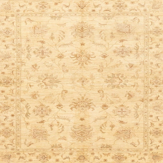 Ahgly Company Indoor Square Abstract Brown Gold Oriental Area Rugs, 8' Square