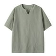 thumbnail image 4 of Tisuna Men'S Loose Fit Summer T-Shirt Solid Color Short Sleeve V Neck Tops Comfortable Breathable Male School Work Casual Dailywear Grey Size Xxxxxl, 4 of 4
