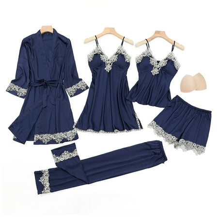 

Female Pajamas Set 5pcs Sleepwear Lace Comfortable Sleepwear Loungewear