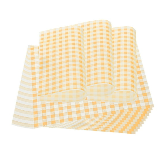 Wax Paper Sheets for Food, 100Pcs 9x9" Grease Resistant Sandwich Wrapping Paper Yellow and White Checkered for Bread Party Food Basket Liners