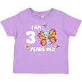 thumbnail image 3 of Inktastic I Am 3 Years Old Cute Smiling Butterfly with Flowers Girls Toddler T-Shirt, 3 of 5