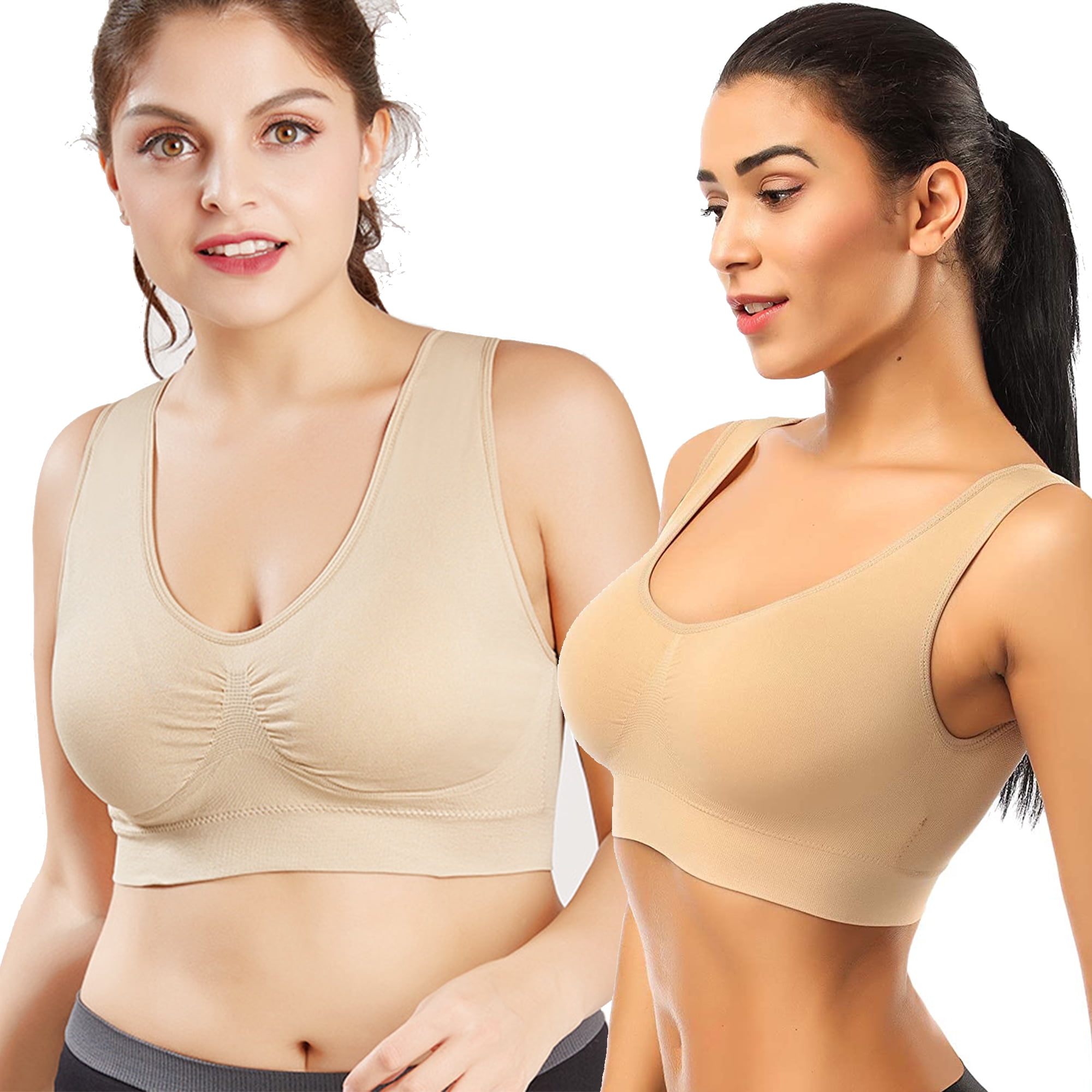 Elbourn 6 Pack Plus Size Sports Bra For Women Medium Support Yoga Bra With Removable Cups Yoga
