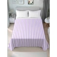thumbnail image 4 of Twin Flat Sheet 66"x96", Purple White Stripe Soft Lightweight Bedding Flat Sheets Only, Modern Minimalist Geometric Striped Brushed Microfiber Top Bed Sheet, Breathable StainResistant Bedsheets, 4 of 9