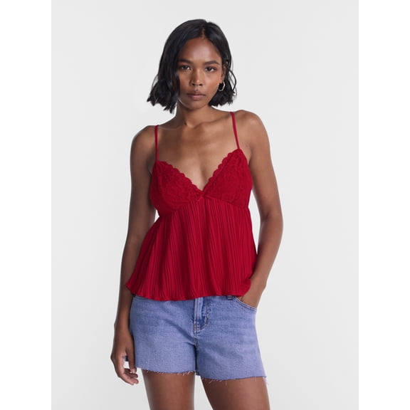 No Boundaries Pleated Babydoll Tank Top, Women’s XXS-XXL