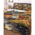 thumbnail image 3 of Quilts King Size, Orange Cute Deer Soft Comforter Bedding Set for Bed, Vintage Forest River Elk Lightweight Quilted Bedspread with Pillow Cover(2 Pieces) for All Season, 96x106 Inch, 3 of 6