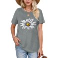 thumbnail image 3 of NAMTYQX Cute Tops for Teen Girls Short Sleeve Plus Size Crewneck Bedrucken Relaxed Fit Patterns Hawaiian Soft Lightweight Womens Shirts Dressy Casual Gray Size 2XL, 3 of 4