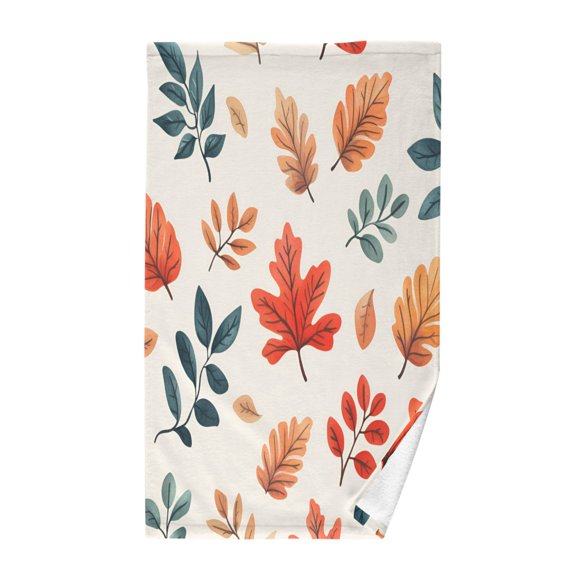 Yayeee 100% Cotton Hand Towels for Bathroom 16" x 28" Kitchen Towel, Hand Drawn Autumn Leaves